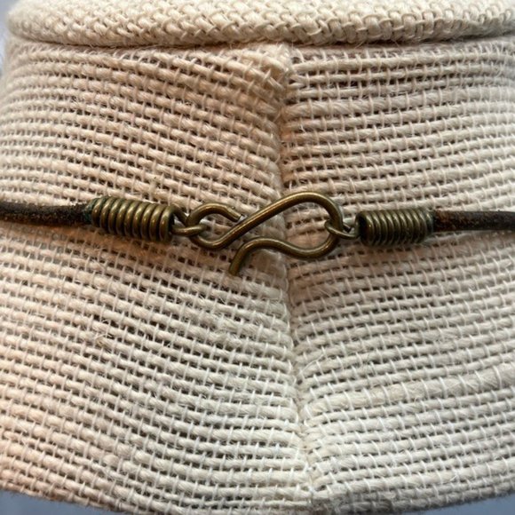 Floral Beaded Necklace Ceramic Pink Rose Cream Blue Green Bronze Cord Soft Girl - Picture 5 of 9